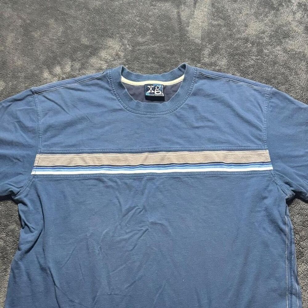 XG Xtreme Gear Striped Shirt Men’s XL Blue Short Sleeve Y2K Skater
